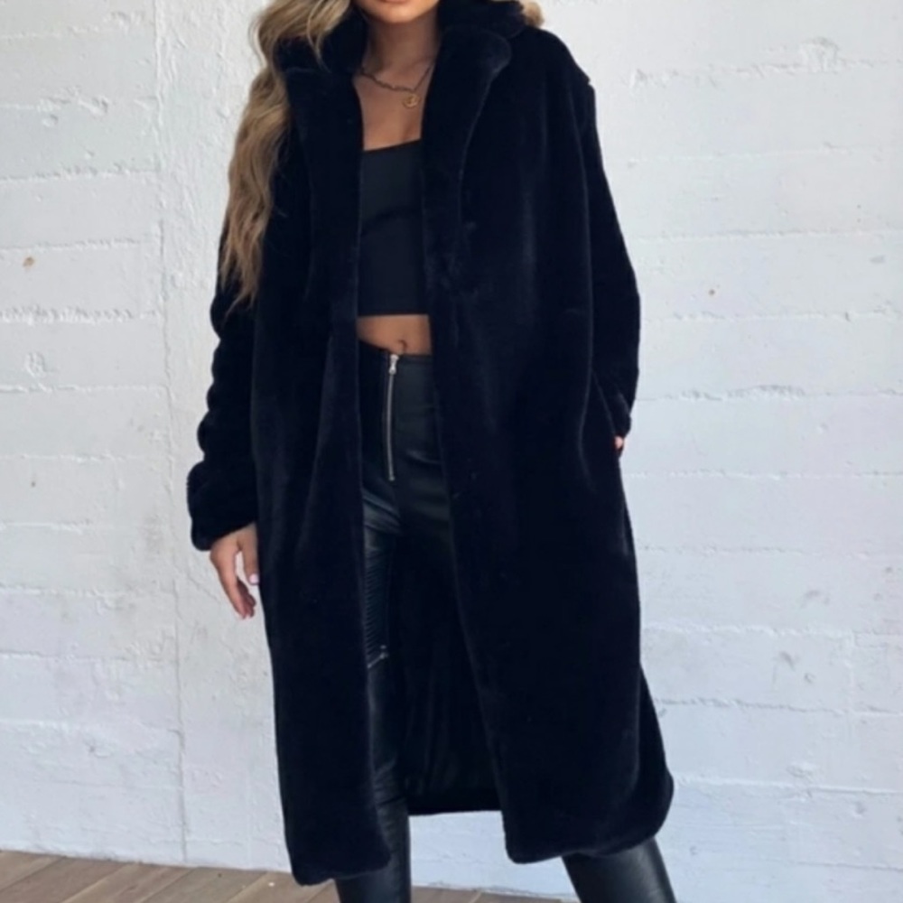 Tiger Mist Black Eddy Faux Fur Jacket Coat